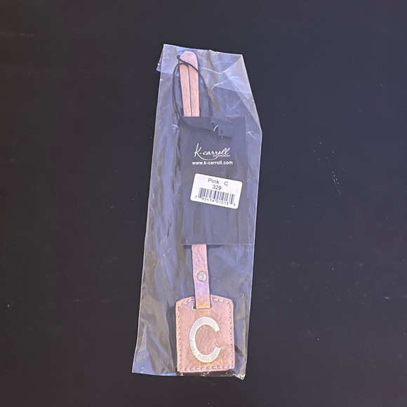 NWT “K•Carroll” Bag Tag,  Monogram Letter "C" Pink Bag Tag with "White" Letter - Picture 4 of 7